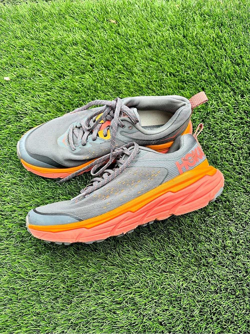 Hoka One Gray & Orange Athletic Shoes US 8